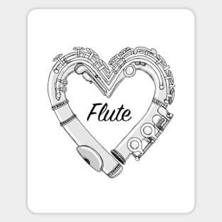 Love Flute Heart-Shaped Doodle For Flutists Magnet